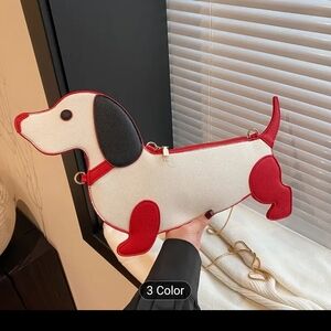 Stylish Red, White And Black Dog-Shaped Hand Bag